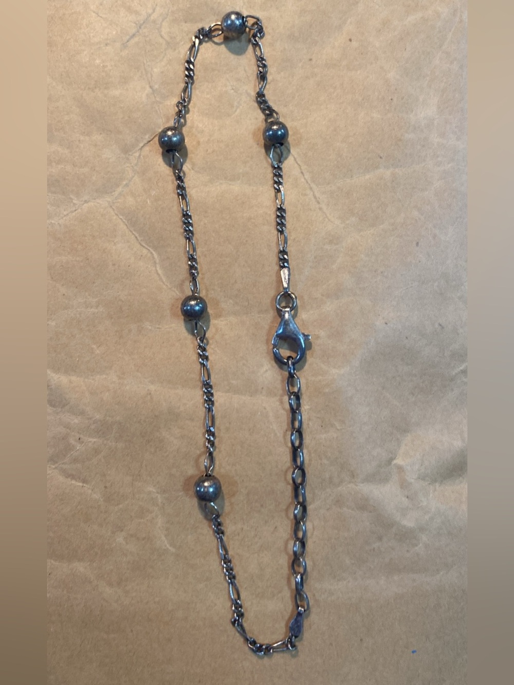 MHJ , Italian Silver Beaded Chain bracelet - “